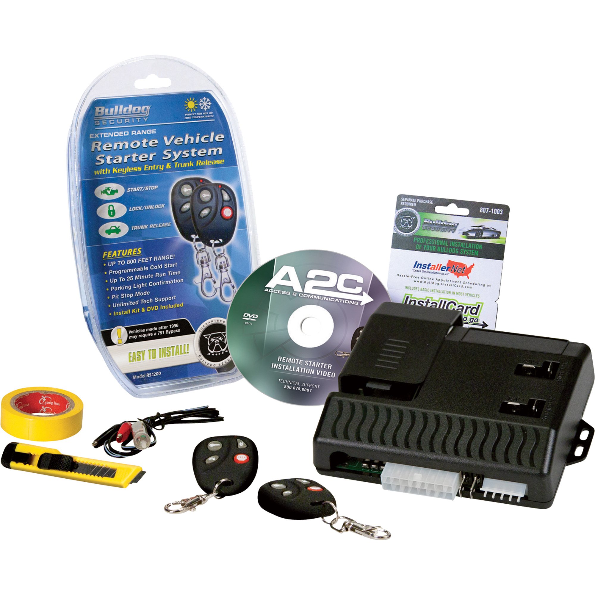 Bulldog Security Remote Vehicle Starter System with 2 Remotes — 800 Ft. Range, Model# RS1200B